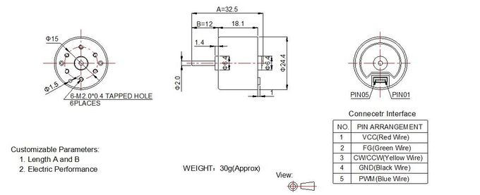 ヘア・カーラーRoHSのための小型ブラシレスDCモーター24mm 6v 12v BLDCモーターは証明しました