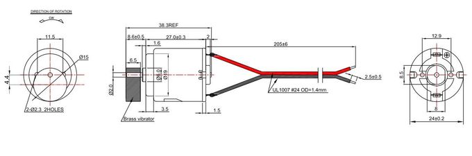 マッサージャーRC-260SA-20135Ф15*6.5のための12v DCの振動モーター24mm直径